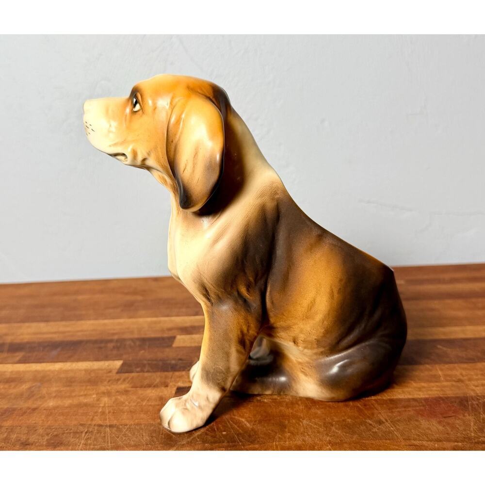 Vintage Ceramic Beagle Planter | Hand-Painted Hound Figurine (8" Tall) - Picture 5 of 14
